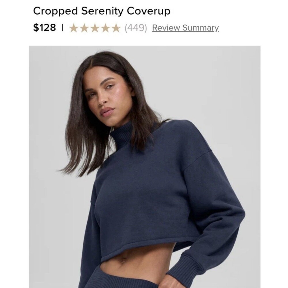 Alo Yoga Brown Accolade Cropped Mock Neck Pullover Sweatshirt M Long Sleeve
